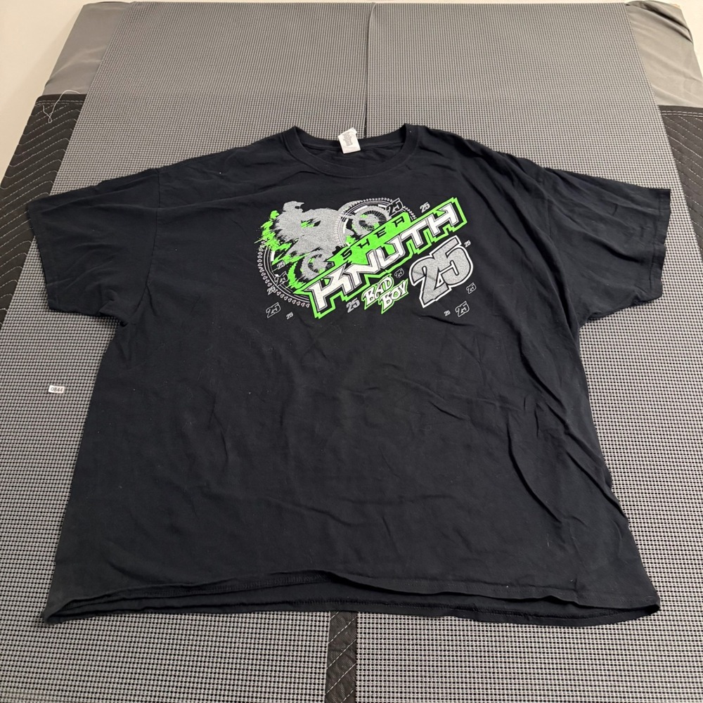 Gildan Shea Knuth 25 Motocross Racing T-Shirt Mens 3XL Black Lime Green Graphic